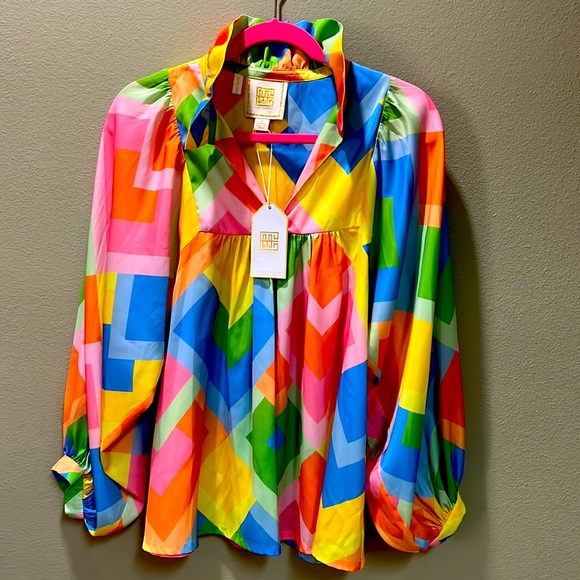Emily McCarthy Tops - New with tag Emily McCarthy Top small, long Sleeve Blouse rainbow colors soft